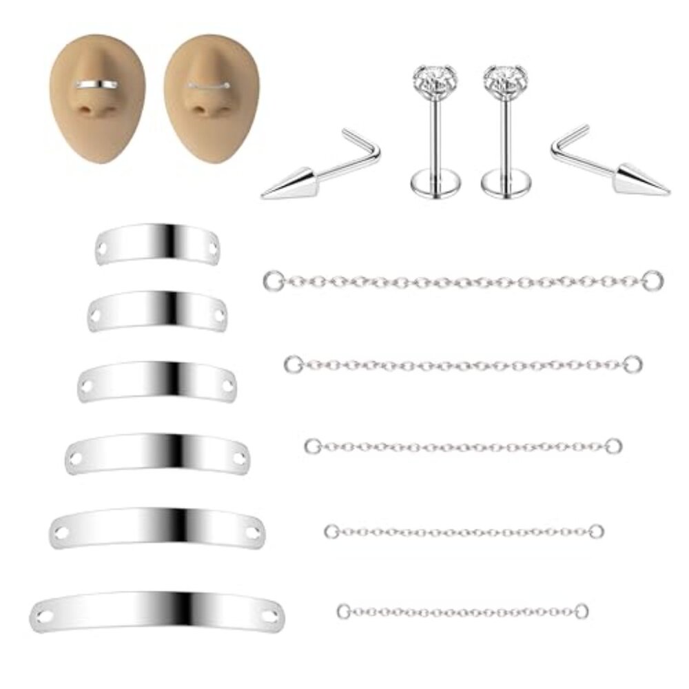 Surgical Steel Nose Studs Double Piercing Jewelry Minimal Chic Y2K - Picture 2 of 7